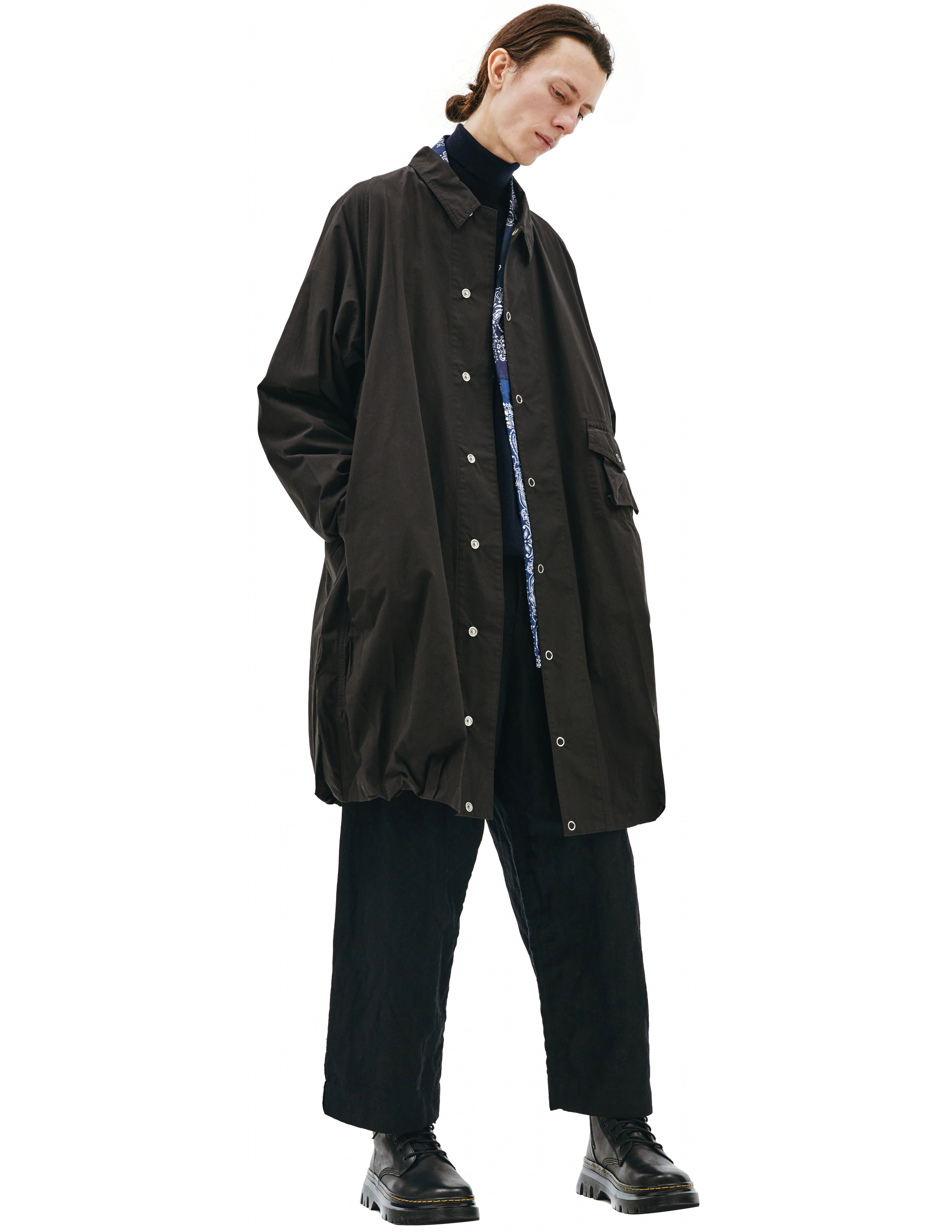 Пальто из хлопка с накладным карманом Visvim 0121205013027/blk, размер 5;4