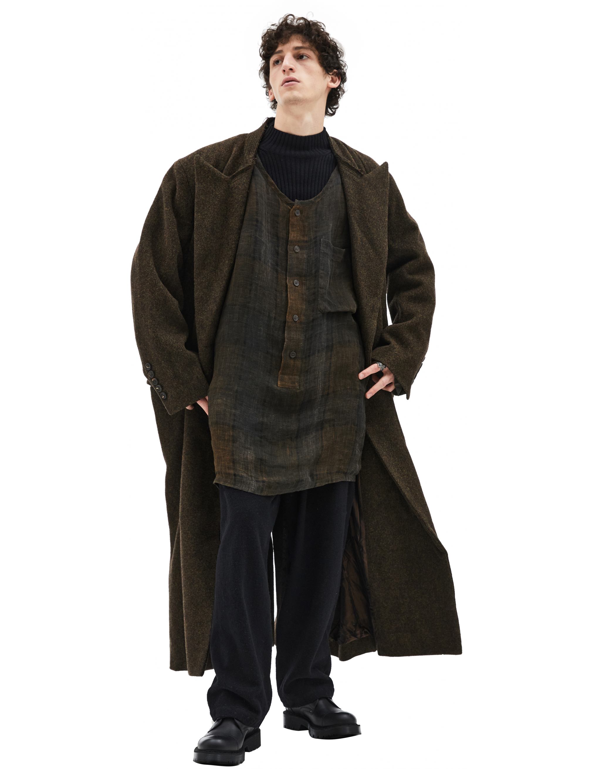 Шерстяное пальто со скрытым принтом Ziggy Chen 0M2131127/35, размер 54;52;50