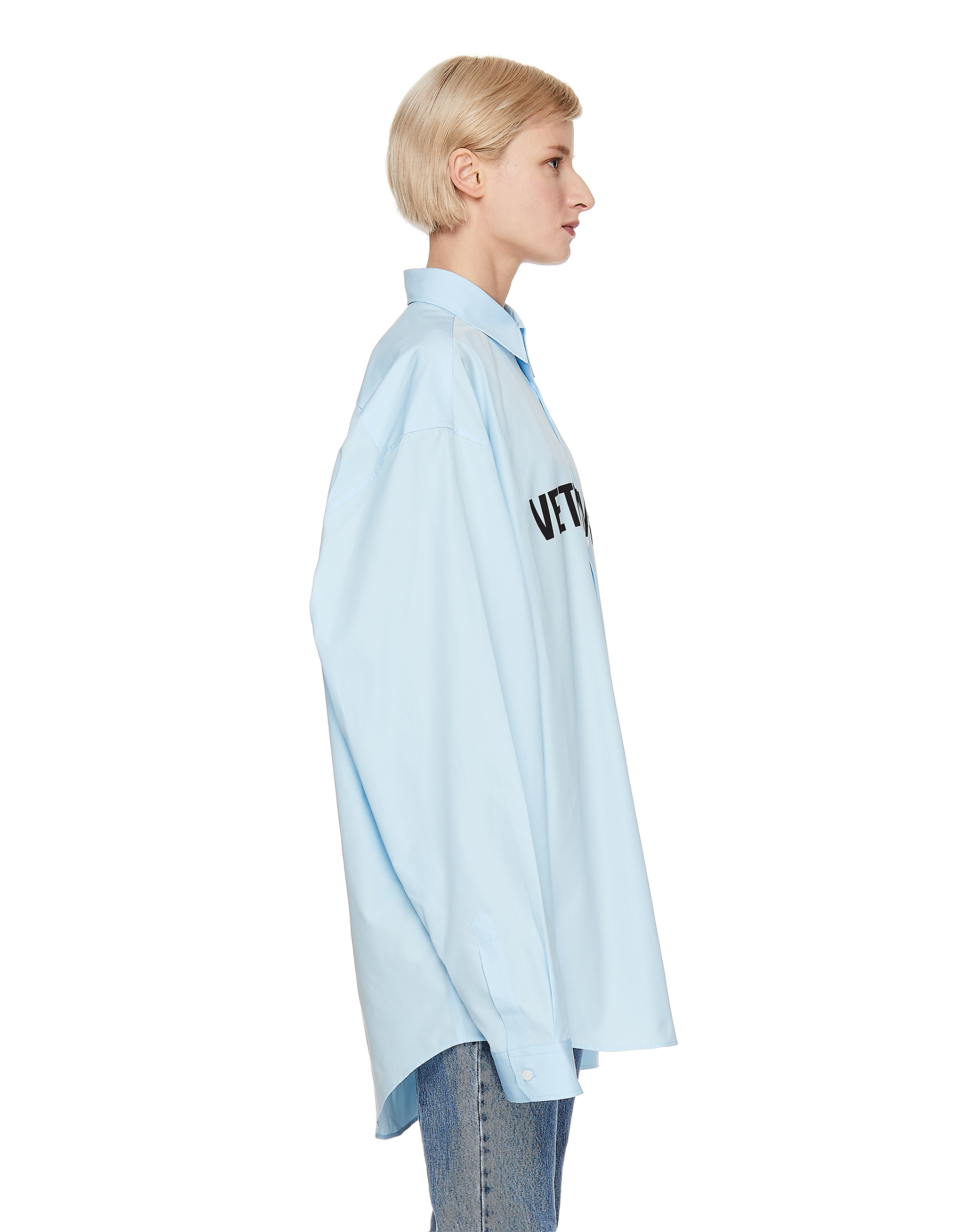 Голубая рубашка с логотипом Vetements UE51SH300L/1004, размер XL;L;M UE51SH300L/1004 - фото 2