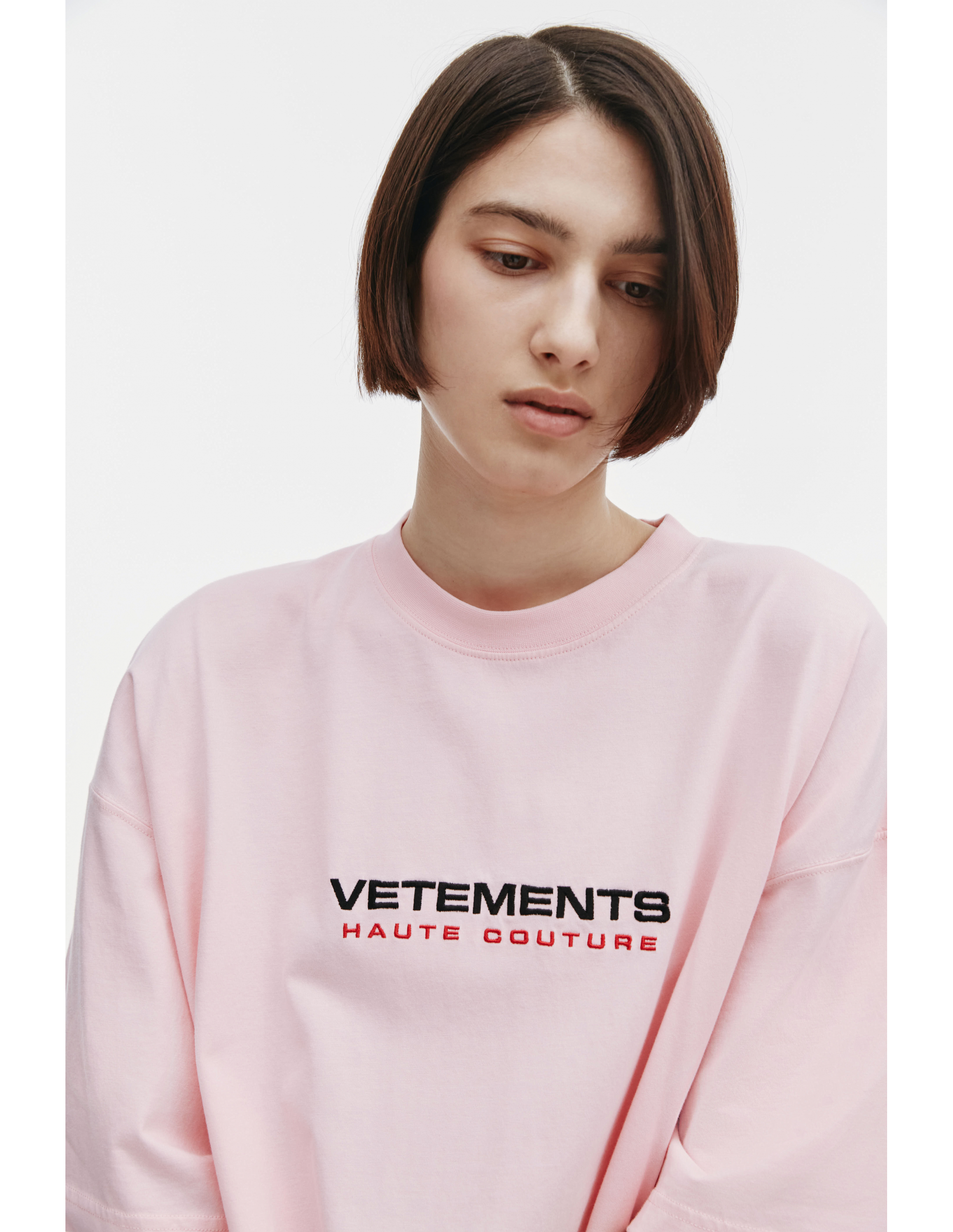 Розовая футболка с вышивкой Haute Couture Vetements UE51TR470P/1610, размер XL;L;M UE51TR470P/1610 - фото 5