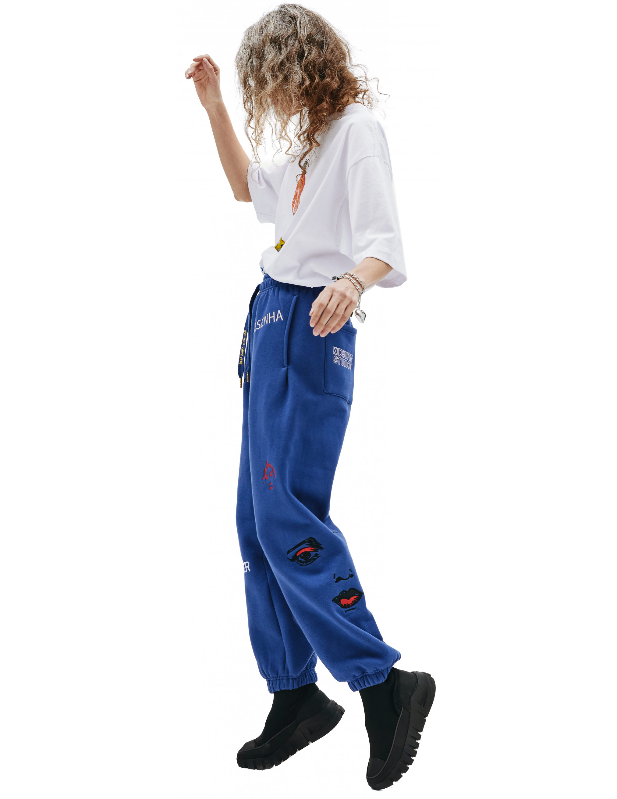 Синие брюки с вышивками KidSuper KSPF03/11, размер XXL;M;L KSPF03/11 - фото 2